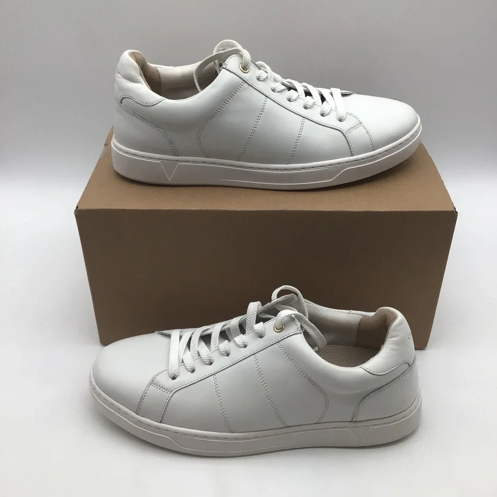 Vionic Lucas II Mens White Leather Low Top Sneakers Wide Size 9 Orthotic NEW